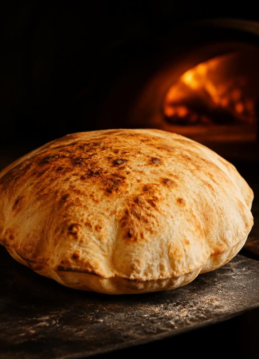 Lebanese bread fresh from the oven
